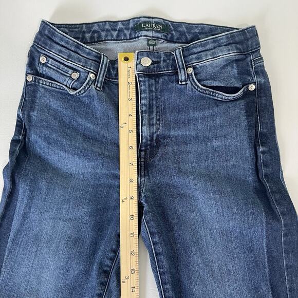 Lauren Ralph Lauren Women’s Premier Straight Ankle Jeans Size 6 Distressed Hem - Picture 8 of 12